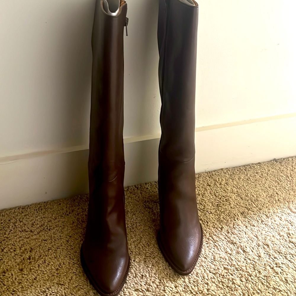 Chocolate brown leather knee high boots!